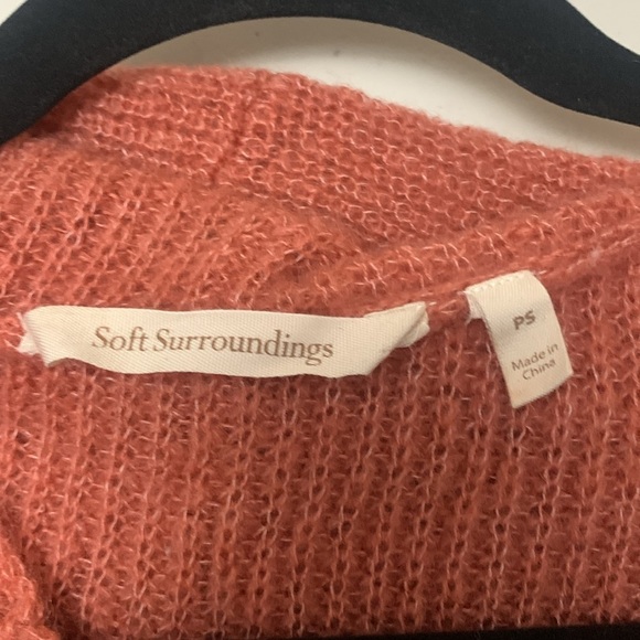 Soft Surroundings Coral Pink Cardigan Sweater Comfy Stretchy Hood Small Petite - Picture 5 of 6